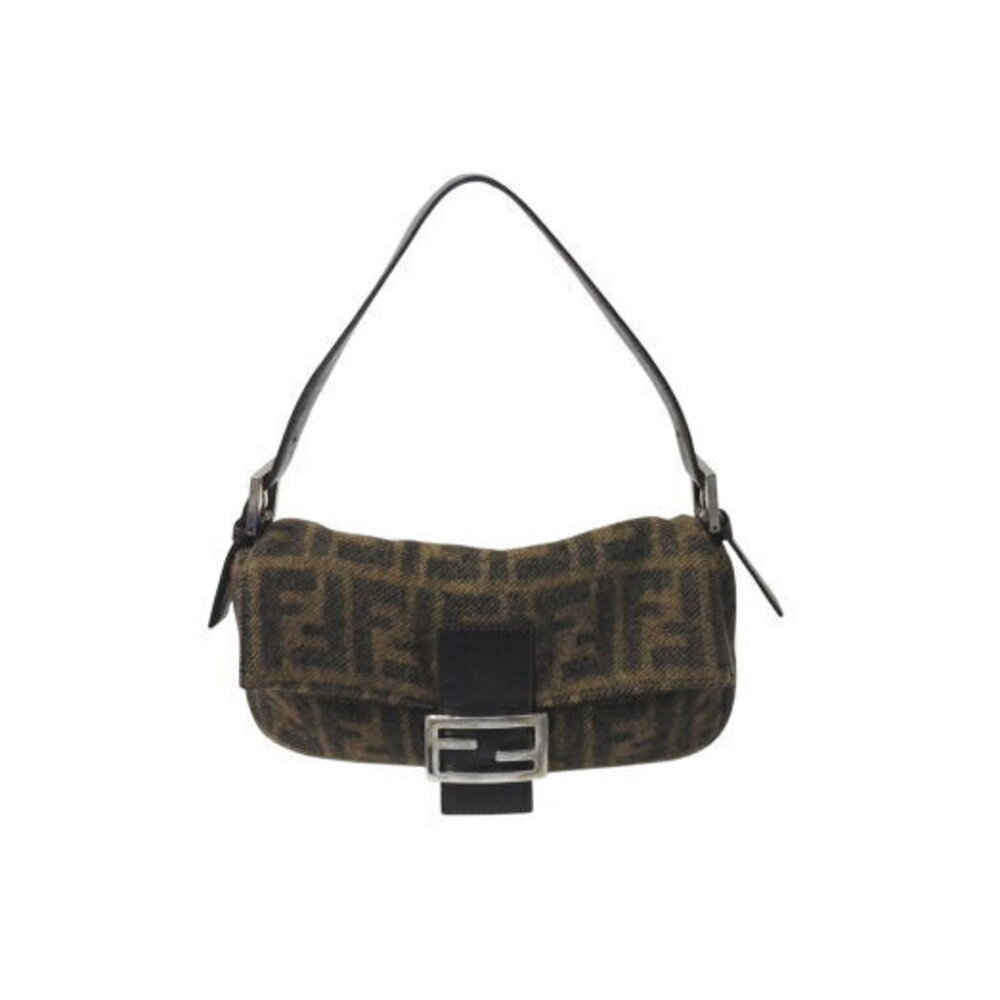 FENDI Mamma Bucket Hobo Shoulder Bag Zucca Brown Wool